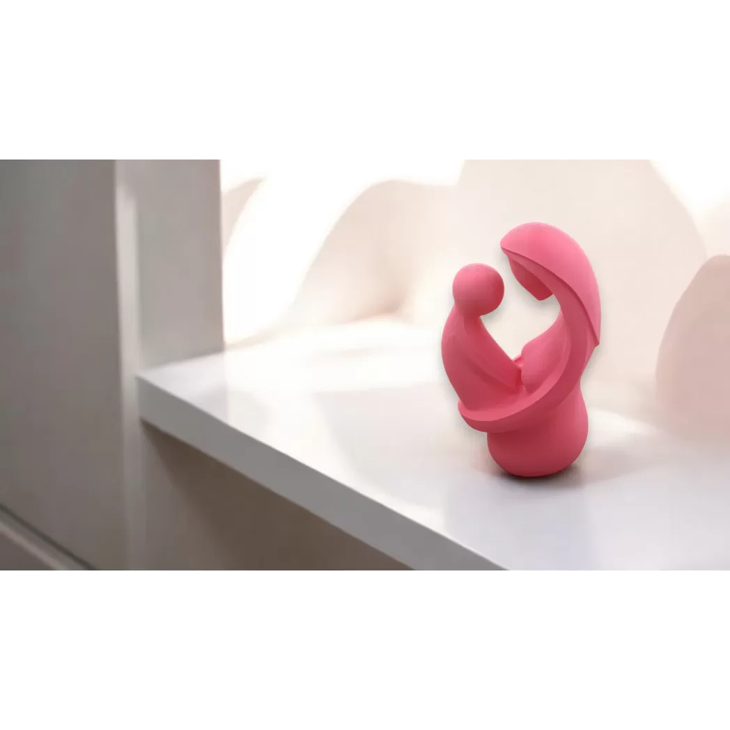 Figurina Minimalista Mama si Copilul, Design Modern 3D, Bioplastic Eco-Friendly, Cadou Perfect pentru Mame, 150x86x62 mm