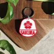 Dog Tag sau Breloc Personalizat - Medalion rosu cu simbol Sakura
