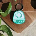 Dog Tag sau Breloc Personalizat - Medalion verde cu simbol Trifoi