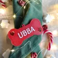Decorațiune de Crăciun Personalizată - Os Roșu pentru Brad cu Numele dorit