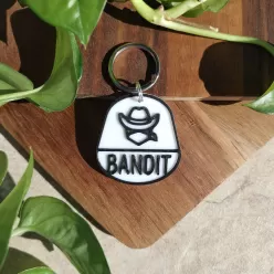 Dog Tag sau Breloc Personalizat - Medalion negru cu simbol Bandit