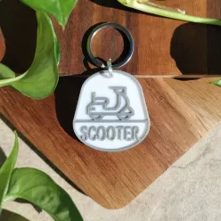 Dog Tag sau Breloc Personalizat - Medalion gri cu simbol Scuter