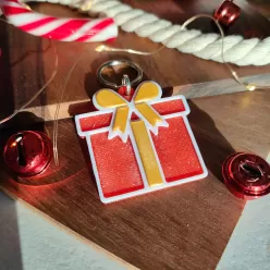 Dog Tag de Crăciun - Medalion cu formă de cadou pentru căței