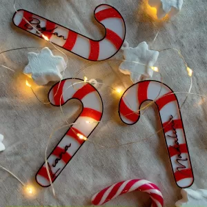 Candy Cane Personalizat - Decorațiune în formă de Acadică și Numele dorit