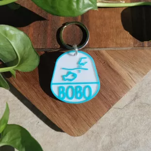Dog Tag sau Breloc Personalizat - Medalion bleu cu simbol Acvariu