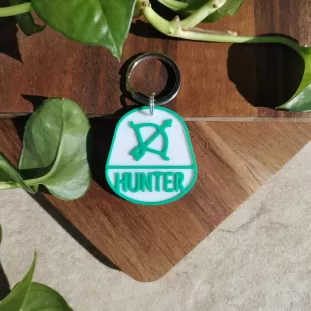 Dog Tag sau Breloc Personalizat - Medalion verde cu simbol Arc