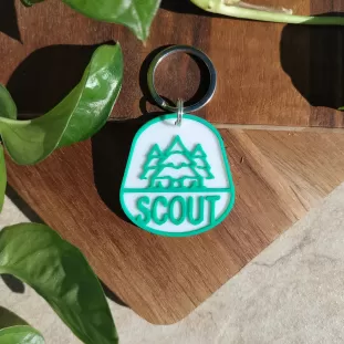 Dog Tag sau Breloc Personalizat - Medalion verde cu simbol Pădure