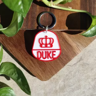 Dog Tag sau Breloc Personalizat - Medalion rosu cu simbol Duce