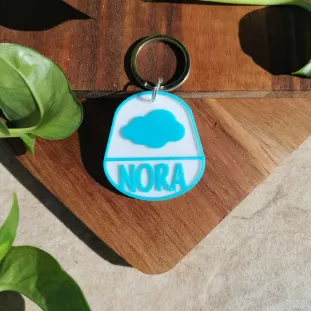 Dog Tag sau Breloc Personalizat - Medalion bleu cu simbol Norișor