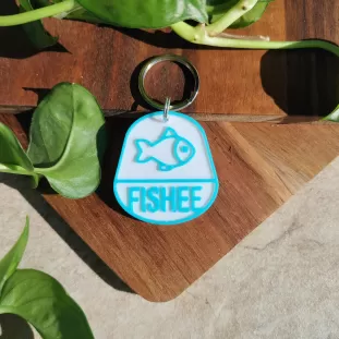 Dog Tag sau Breloc Personalizat - Medalion bleu cu simbol Peștișor