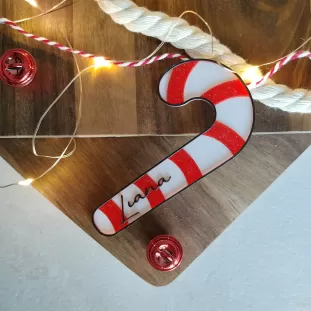 Candy Cane Personalizat - Decorațiune în formă de Acadică și Numele dorit