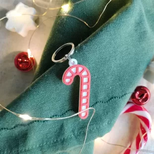 Dog Tag de Crăciun - Medalion cu formă de candy cane pentru căței