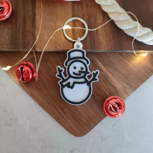 Dog Tag de Crăciun - Medalion cu formă de om de zăpadă pentru căței
