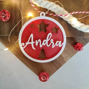 Glob Personalizat - Decorațiune pentru Brad cu Numele Dorit