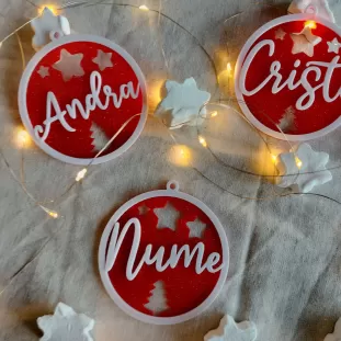 Glob Personalizat - Decorațiune pentru Brad cu Numele Dorit