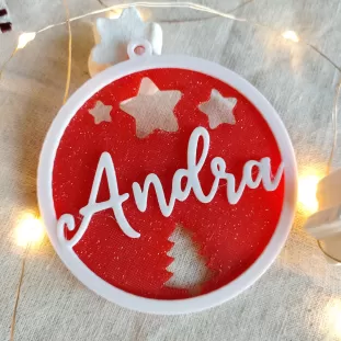 Glob Personalizat - Decorațiune pentru Brad cu Numele Dorit