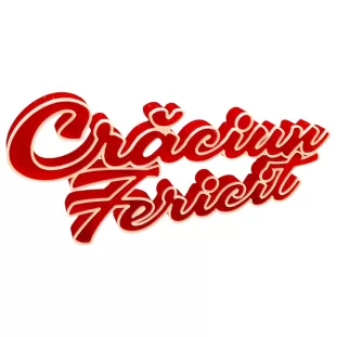 Decoratiune de Craciun 3D cu formata din cuvintele "Craciun" si "Fericit", pentru birou, raft sau perete, culoare rosu glitter si alb, 300x40x10 mm, bioplastic premium PLA