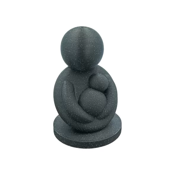 Statueta Minimalista Parintele si Bebelusul, Bioplastic Eco-Friendly 3D, pentru Birou, Masa sau Polita, Design Modern, Cadou pentru Proaspeti Parinti, 100x70x70 mm, Fabricata in Romania