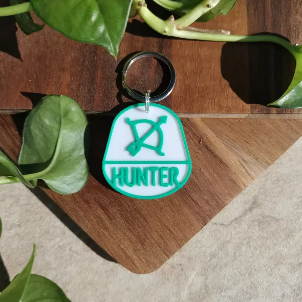 Dog Tag sau Breloc Personalizat - Medalion verde cu simbol Arc